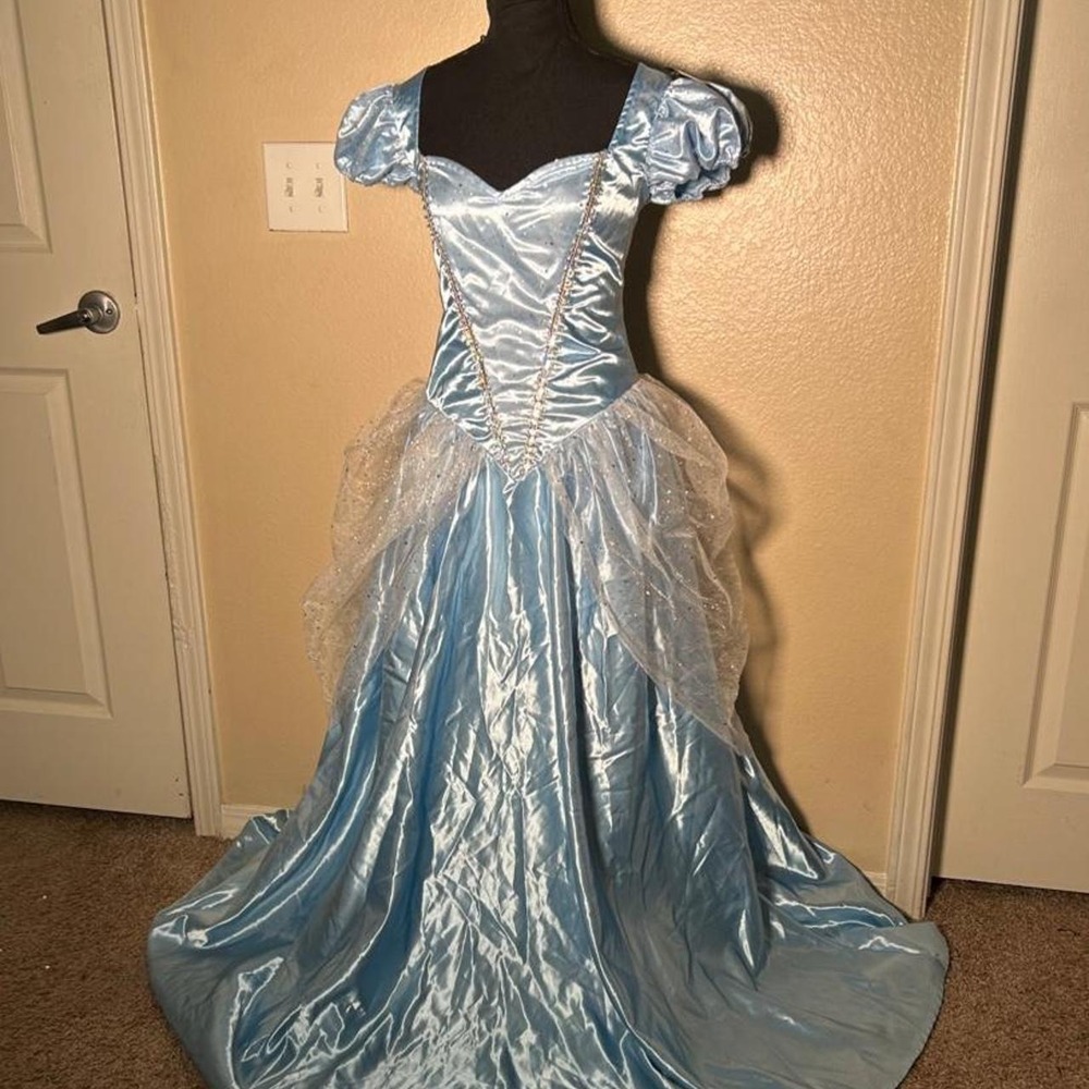 Leg Avenue Cinderella Princess Ball Gown Blue Satin Costume Large NWT